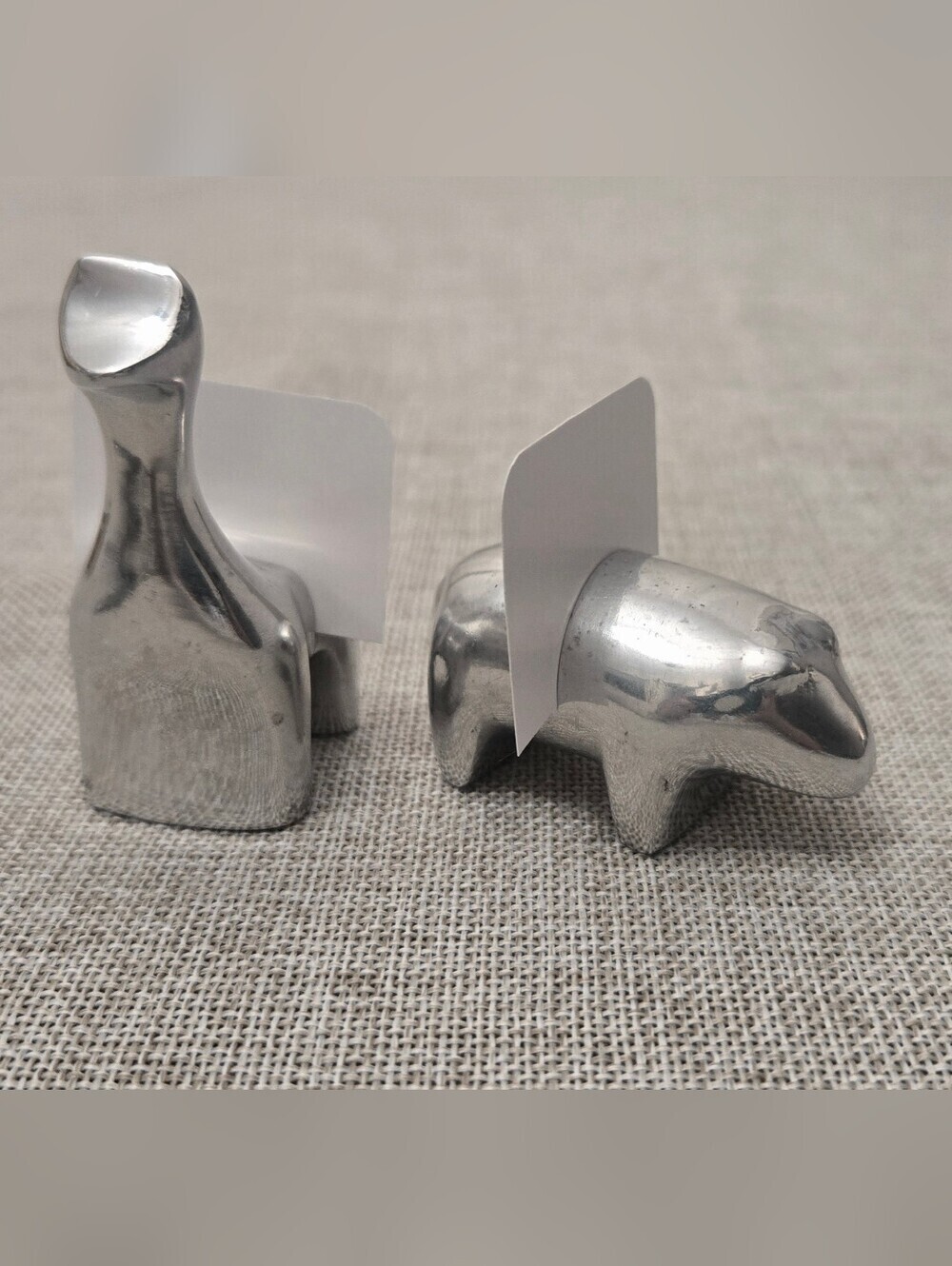 Eight VTG Silver Accent Animal Shaped Place Card Holders
